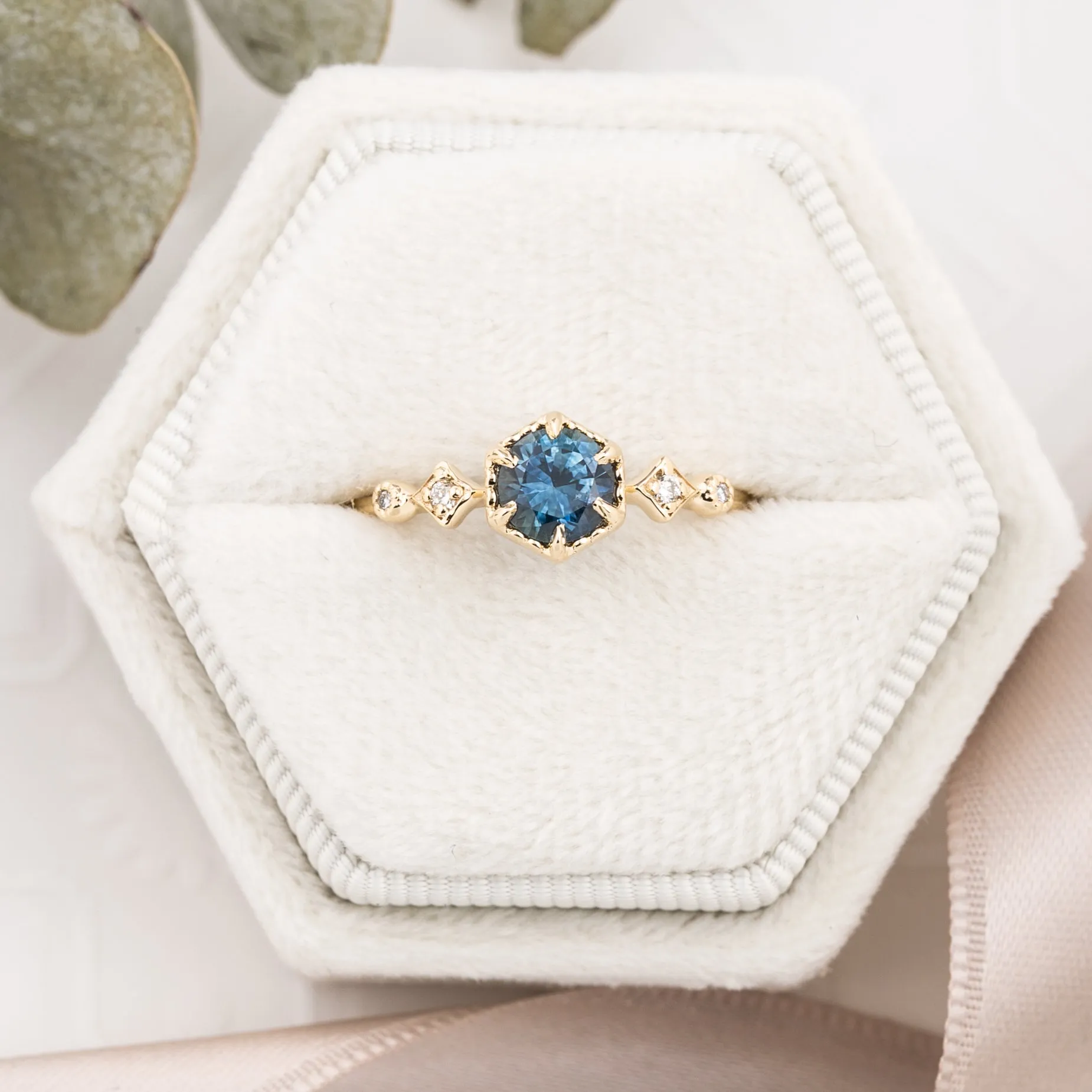 Stella Ring 0.75ct Teal Blue Montana Sapphire, 14K Yellow Gold (One of a kind)