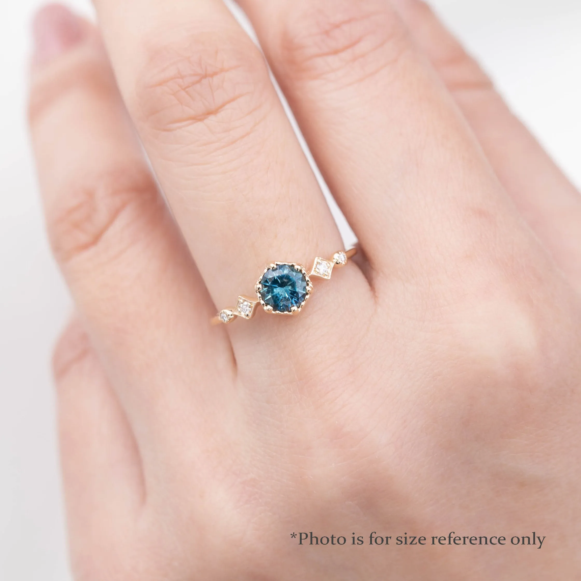 Stella Ring 0.75ct Teal Blue Montana Sapphire, 14K Yellow Gold (One of a kind)