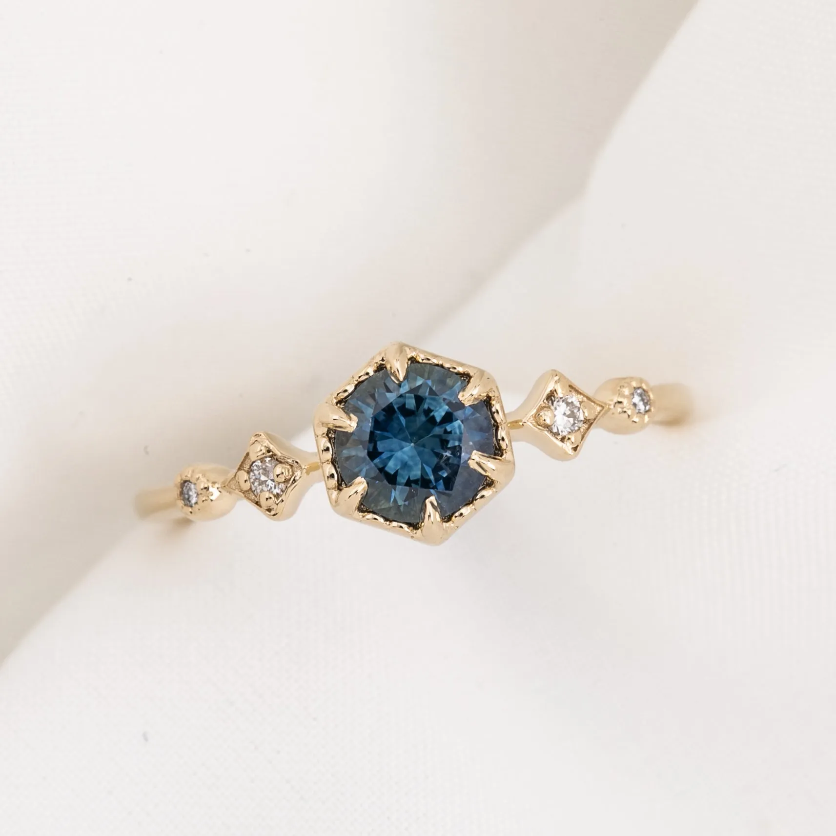 Stella Ring 0.75ct Teal Blue Montana Sapphire, 14K Yellow Gold (One of a kind)