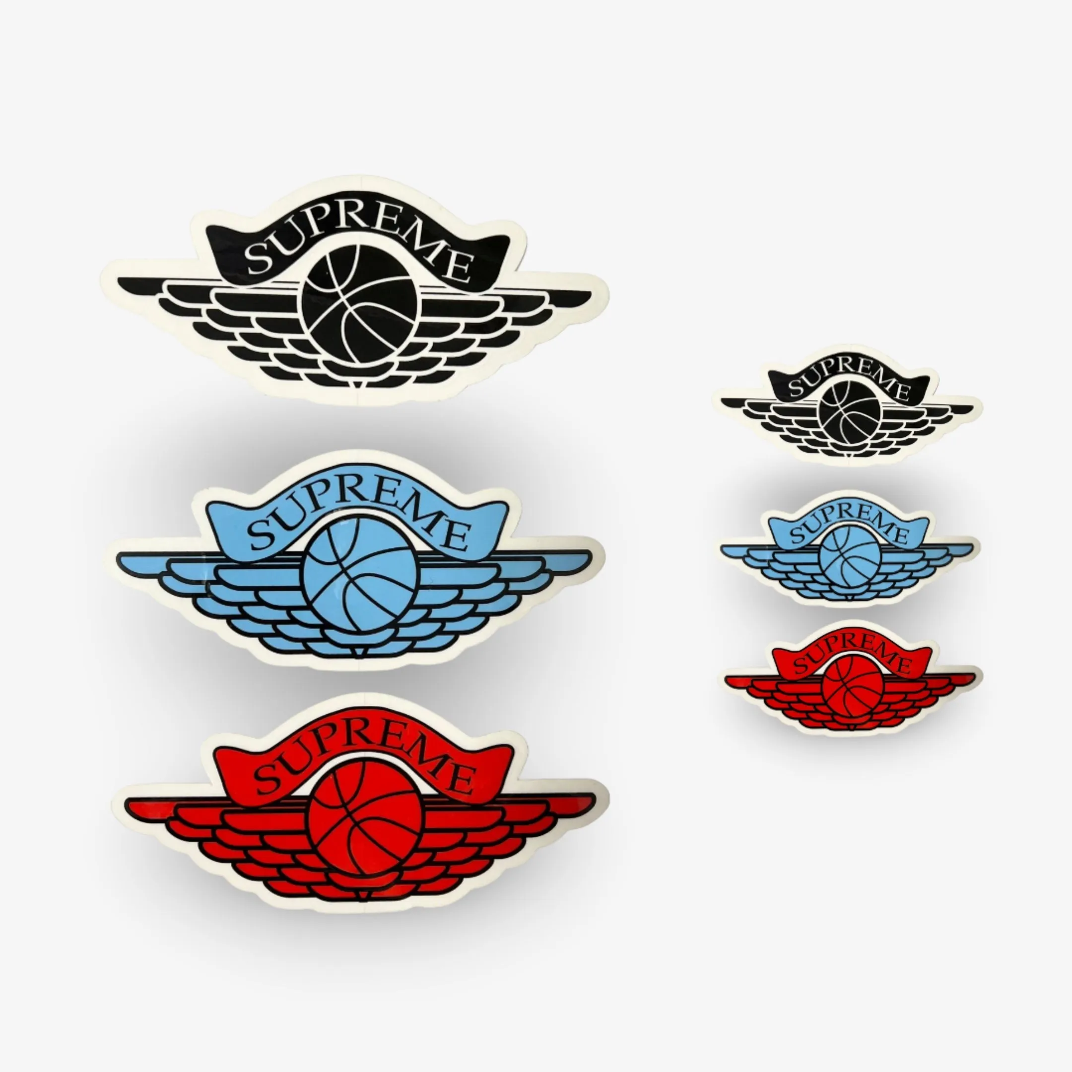 Supreme Sticker 'Michael Jordan Wings Logo' (Set of 6) Black / UNC Blue / Red (Standard   Mini) 1998