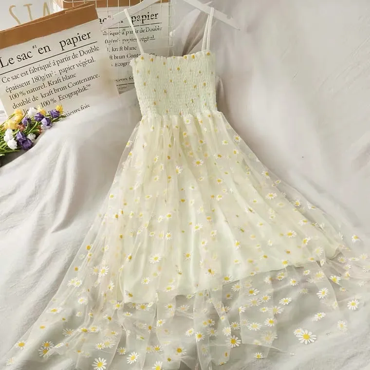 SWEET DAISY MESH SLING DRESS BY50041