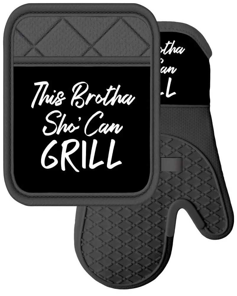 This Brotha Sho' Can Gril Oven Mitt and Pot Holder Set