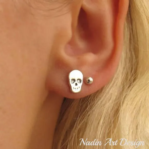 Tiny Skull Post Earrings