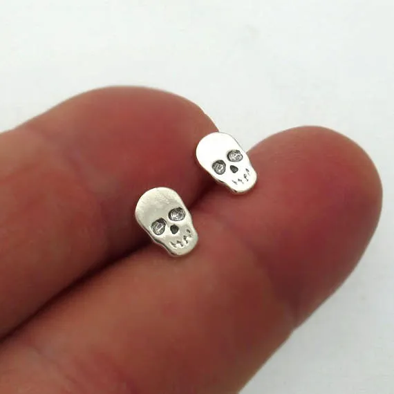 Tiny Skull Post Earrings