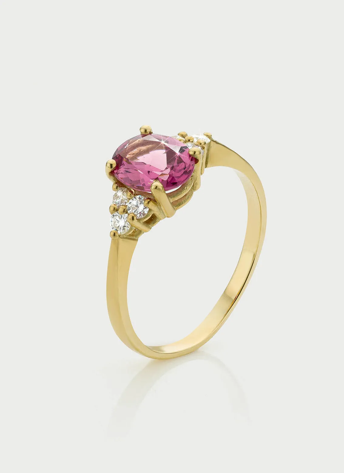 Valentina diamond rhodolite ring 14k gold