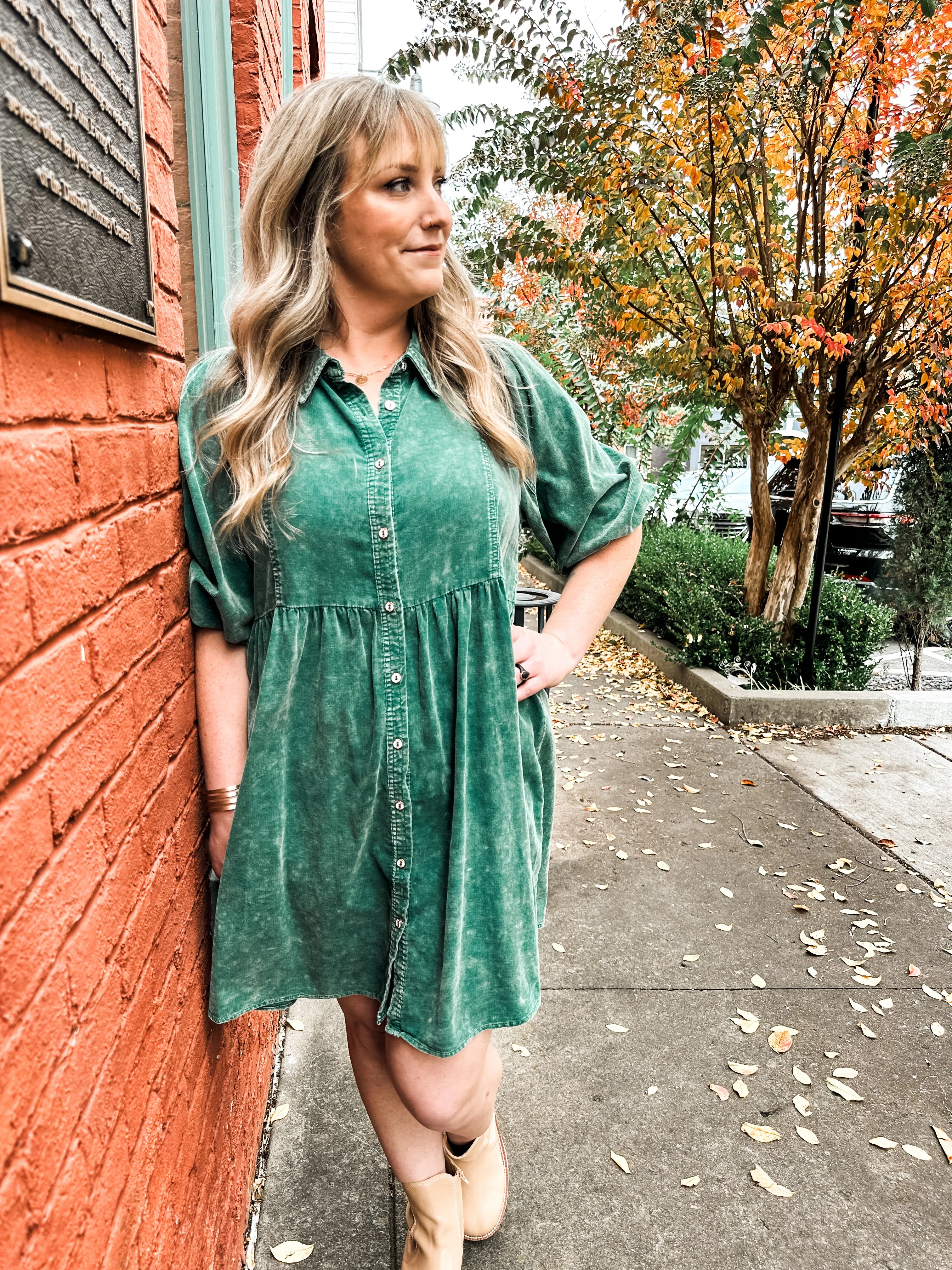 Willow Corduroy Mini Dress (S-2X)