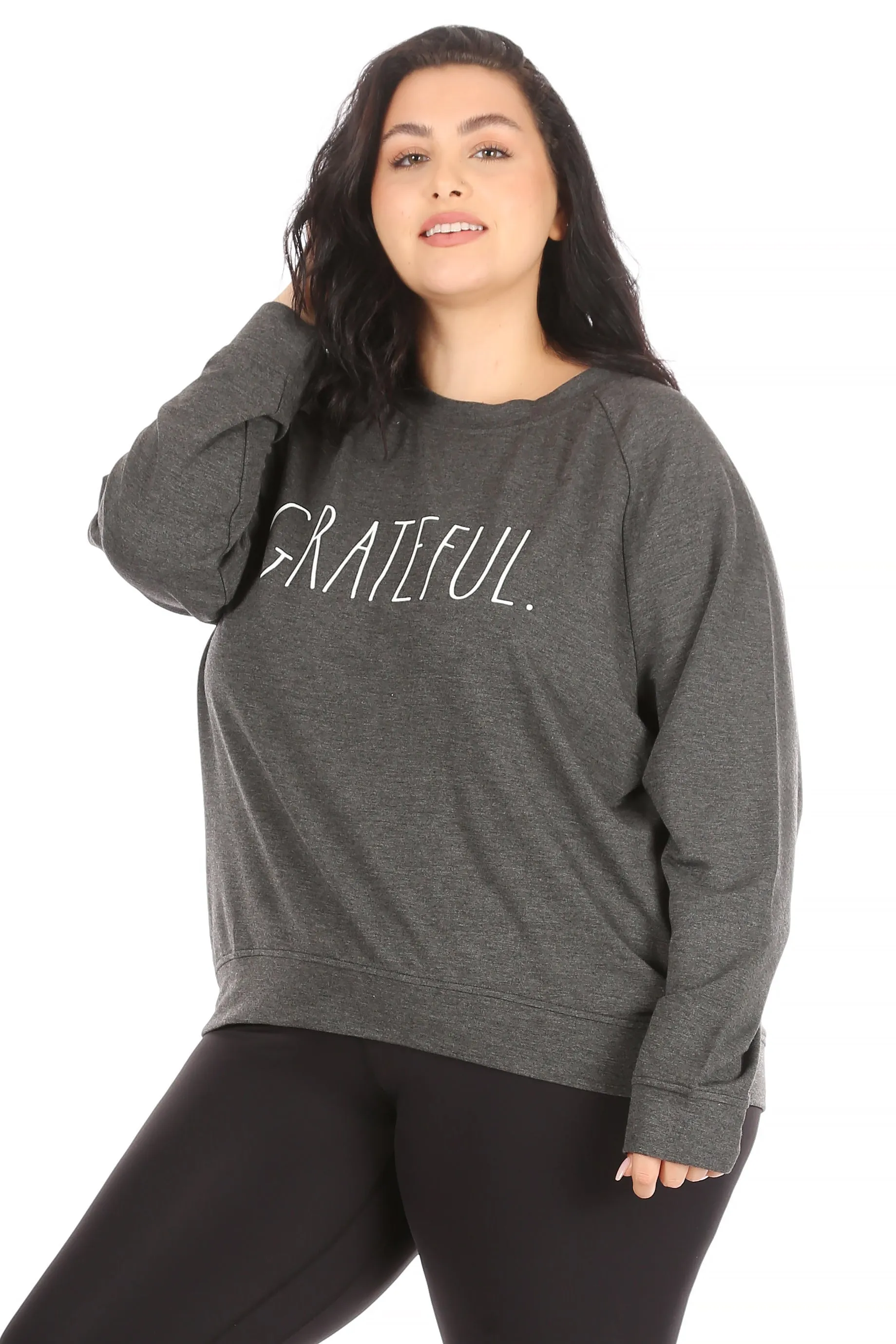 Women's "GRATEFUL" Plus Size Studio Raglan Sweatshirt